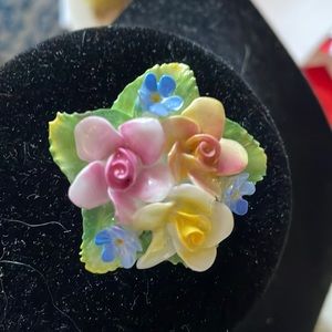 Vintage Artone Bone China Floral Brooch Made in England